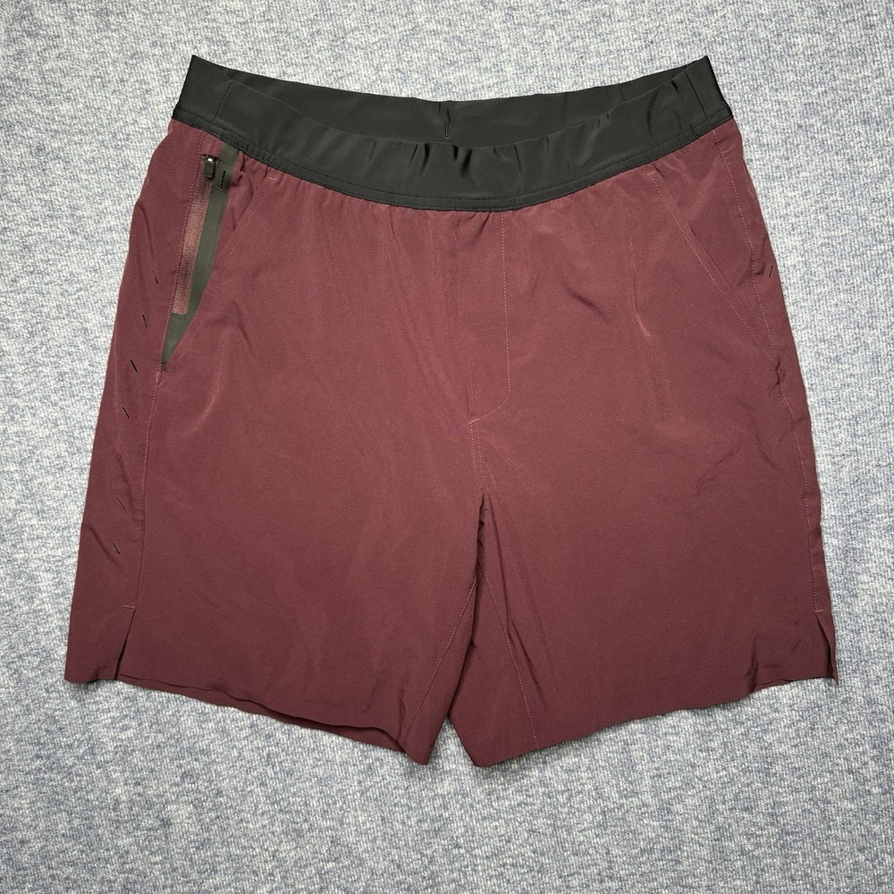 Ten Thousand Interval Short Mens Large Maroon Burgundy 7 Inch Inseam Lined
